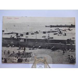 Sopot, Zoppot, plaża, ludzie, 1909