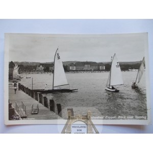 Sopot, Zoppot, sailboats, pier, 1942