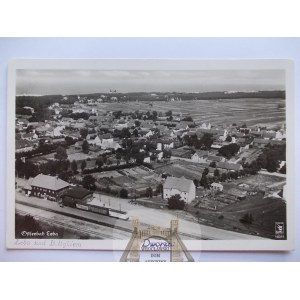 Leba, aerial panorama, train station, ca. 1940, reprinted