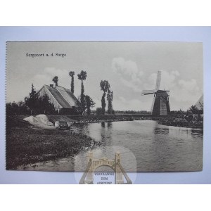 Dzierzgonka near Elbląg, Sorgenort, windmill, mill, ca. 1910