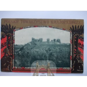 Sochaczew, PTK, vignette - hussars, castle, ruins, 1911