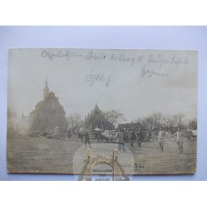 Drobin near Plock, church, soldiers, WWI, 1915