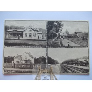 Milanowek near Grodzisk Mazowiecki, train station, 4 views, ca. 1910