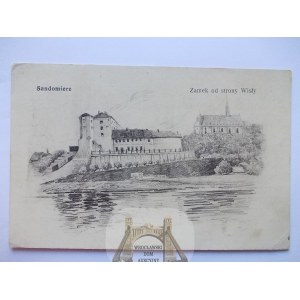 Sandomierz, Burg von der Weichselseite, 1918