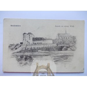 Sandomierz, castle from the side of the Vistula River, 1918