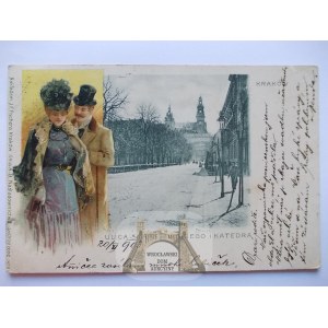 Krakau, Staszewskiego Straße, Paar, Lithographie, Collage, 1903