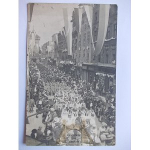 Krakau, Floriańska-Tor, Straße, patriotische Feier, Falke, Foto, ca. 1920