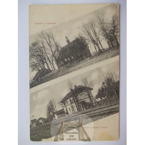 Łeńcze k. Kalwaria Zebrzydowska, Wadowice, dworzec, kościół, ok. 1910