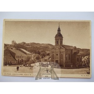 Kalwaria Zebrzydowska, Rynek, kościół, ok. 1930