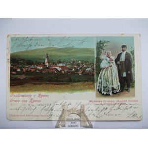 Żywiec, Panorama, Volkstrachten, ca. 1908