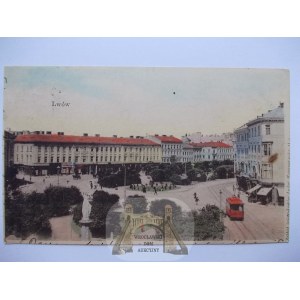 Lemberg, Platz, Straßenbahn, 1901