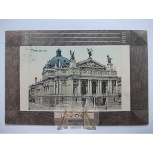 Lwów, teatr, ozdobna ramka, Wyd. L&P, 1908