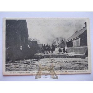 Šiauliai, Schaulen, street, German cavalry, 1917, Lithuania
