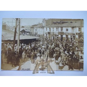Mińsk, ulica, dzień targowy, zdjęciowa, 1918, Białoruś