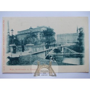 Riga, Riga, theater, bridge, ca. 1900 Latvia