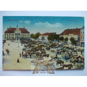 Pisz, Johannisburg, Rynek, dzień targowy, ok. 1920