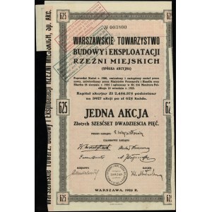 Polska, 1 akcja na 625 złotych, 1925, Warszawa
