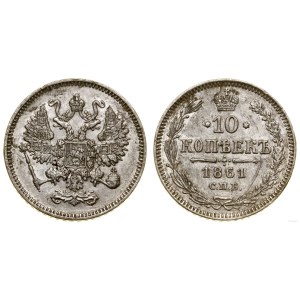 Russland, 10 Kopeken, 1861 СПБ, Paris oder Straßburg
