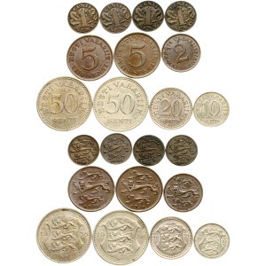 Estonia 1 - 50 Senti (1929-1936) Lot of 11 Coins