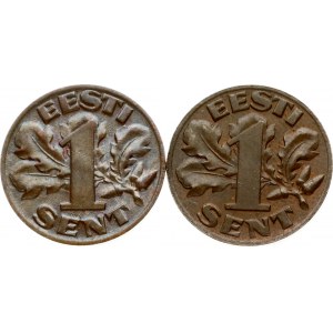 Estonia 1 Sent 1929 Lot of 2 Coins