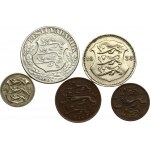 Estonia 2 - 50 Senti 1931-1936 & 2 Krooni 1930 Toompea Fortress at Tallinn Lot of 5 Coins