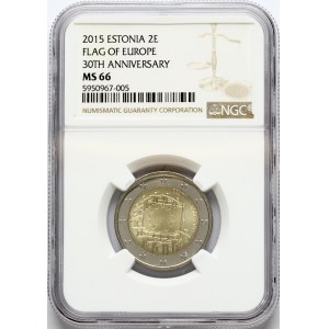 Estonia 2 Euro 2015 30th Anniversary of the Flag of the European Union NGC MS 66 ONLY 2 COINS IN HIGHER GRADE