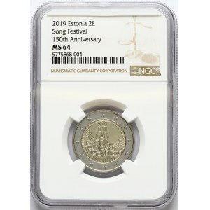 Estonia 2 Euro 2019 150 anniversary of the Festival of the Song of Estonia NGC MS 64