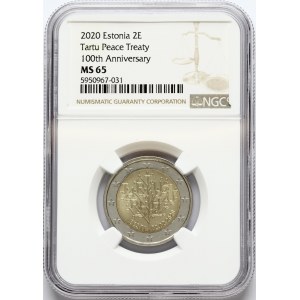 Estonia 2 Euro 2020 Centenary of the Tartu Peace Treaty NGC MS 65 ONLY ONE COIN IN HIGHER GRADE