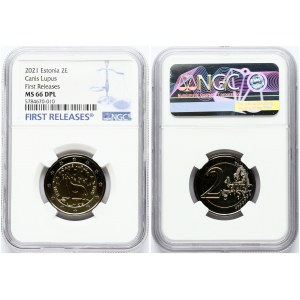 Estonia 2 Euro 2021 The Estonian national animal - the wolf NGC MS 66 DPL First Releases ONLY 5 COINS IN HIGHER GRADE