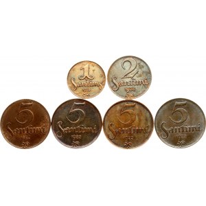 Latvia 1 - 5 Santimi (1922-1932) Lot of 6 Coins