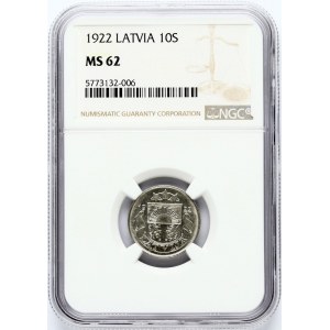 Latvia 10 Santimu 1922 NGC MS 62