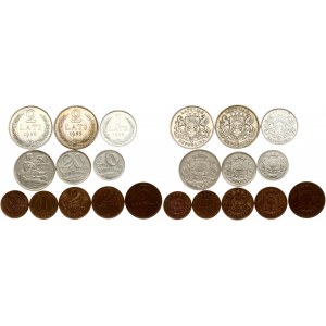 Latvia 1-50 Santimu & 1-2 Lati (1922-1938) SET Lot of 11 Coins