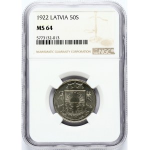 Latvia 50 Santimu 1922 NGC MS 64