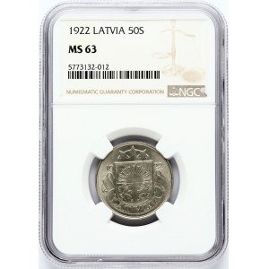 Latvia 50 Santimu 1922 NGC MS 63
