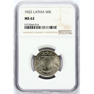 Latvia 50 Santimu 1922 NGC MS 62