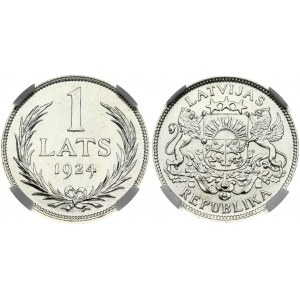 Latvia 1 Lats 1924 NGC MS 63