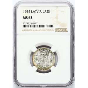 Latvia 1 Lats 1924 NGC MS 63