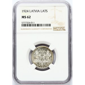 Latvia 1 Lats 1924 NGC MS 62