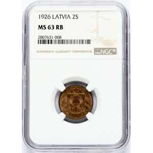 Latvia 2 Santimi 1926 NGC MS 63 RB