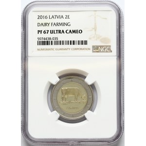 Latvia 2 Euro 2016 Latvian farming and countryside NGC MS 67 ULTRA CAMEO ONLY 4 COINS IN HIGHER GRADE