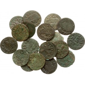 Lithuania Copper Szelag (1663-1666) Lot of 18 Coins
