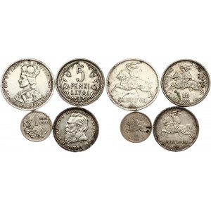 Lithuania 1 - 10 Litų (1925-1936) Lot of 4 Coins