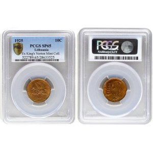 Lithuania 10 Centų 1925 PCGS SP-65 Trial Strike Ex King's Norton Mint Collection ONLY 6 COIN IN HIGHER GRADE