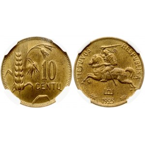 Lithuania 10 Centų 1925 NGC MS 63
