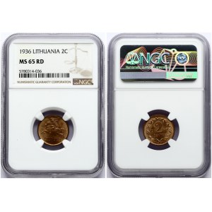 Lithuania 2 Centai 1936 NGC MS 65 RD