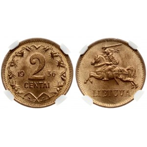 Lithuania 2 Centai 1936 NGC MS 65 RD
