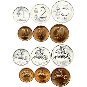 Lithuania 1 - 50 Centų1991 SET Lot of 6 Coins