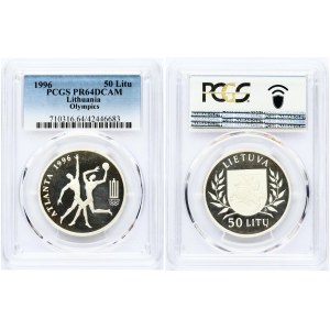 Lithuania 50 Litų 1996 XXVI Olympic Games in Atlanta PCGS PR 64 DCAM ONLY 2 COINS IN HIGHER GRADE