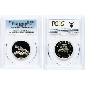 Lithuania 10 Litų 2010 Lithuanian Culture - Music PCGS PR 68 DCAM ONLY 2 COINS IN HIGHER GRADE