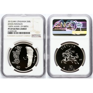 Lithuania 50 Litų 2012 Maironis 150th Anniversary of Birth NGC PF 69 ULTRA CAMEO ONLY 4 COINS IN HIGHER GRADE